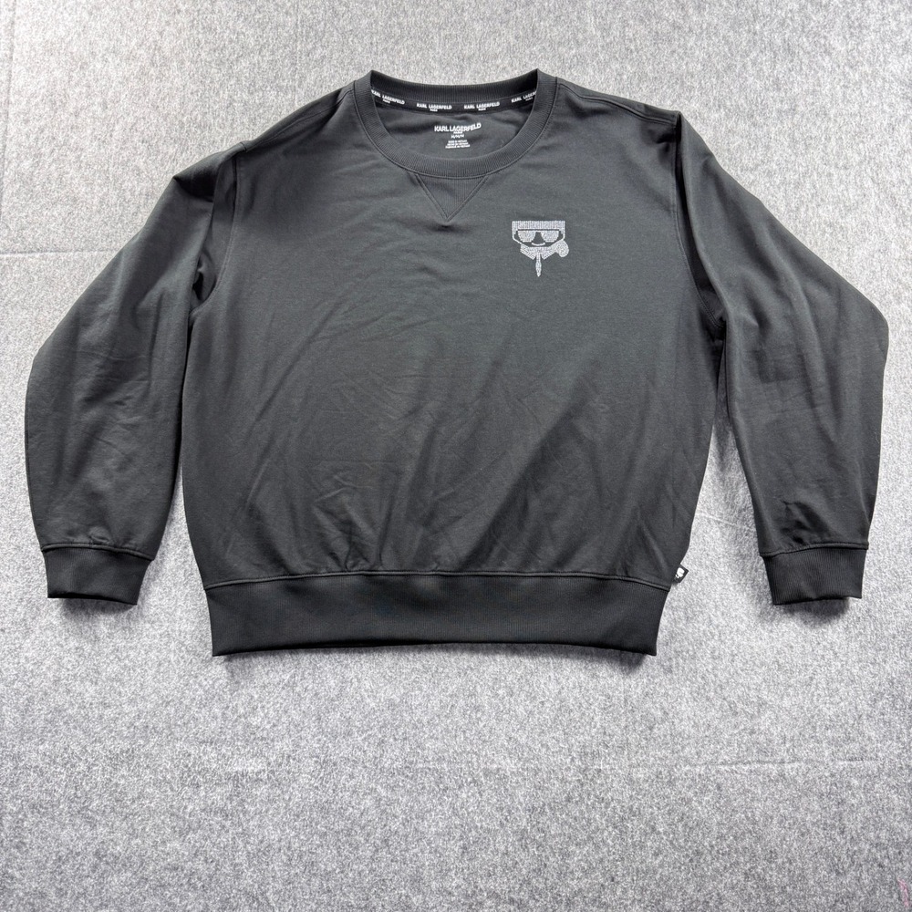 Karl Lagerfeld Paris Womens Black Ikonik Rhinestone Sweatshirt L4XHS088 Medium‎